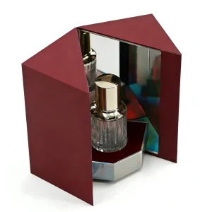 Custom Size Double Door Recyclable Luxury Perfume Skin Care Serum Packaging Box Mirror Foam Insert for Essential Oil Small