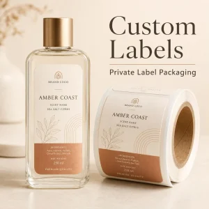 Custom Two Tone Matte Roll Labels Copper Foil Rectangle Die Cut Skincare Candle Bottle Stickers Custom Logo OEM