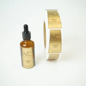 Custom Waterproof Printed Bopp Label Private Perfume Bottle Label Shiny Cosmetic Sticker with Metallic Effect