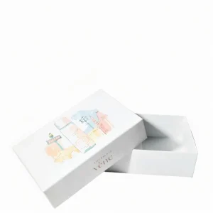 Custom White Illustrated Gift Box for Cosmetic Set Luxury Paper Box with Full Color Print for Skincare Packaging