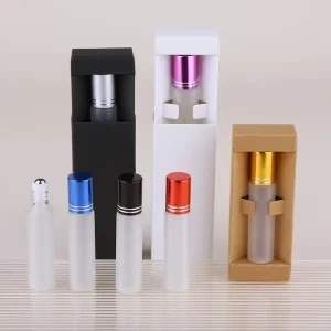 Custom logo 2ml 3ml 5ml 10ml Frosted Clear Essential Oil Glass Roll on Bottle Perfume Bottle With Custom Packing Box
