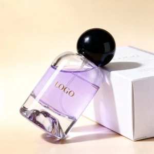 Custom logo Hot Stamping Luxury Round Volcanic Bottom 50ml Exquisite Glass Refillable Fragrance Perfume Bottle
