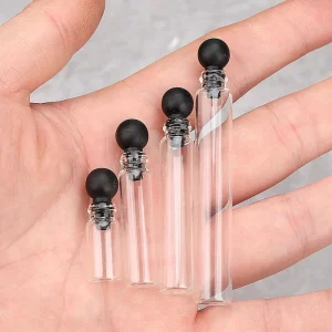 Custom logo Printing Perfume Essential Oil Sample Vials 0.5ml 1ml 2ml 3ml Small Glass Bottles Test Tubes with Stoppers