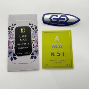 Customizable Metallic Gold 3D Logo Sticker Square for Perfume Bottle Packaging Design Fragrance Label