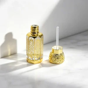 Customizable UV Gold Decorated 3 6 12ml Glass Perfume Bottle Set with Zinc Alloy Cap for Attar & Essential Oils with Box