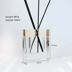 Customized 100ml Fragrance Home Freshener Aroma K9 Optical Glass Bottle Reed Diffuser with Sticks