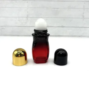 Customized 30ml 50ml Frost Red Clear Glass Roll on Bottles with Gold Cap Plastic Roller Ball for Perfume Oil