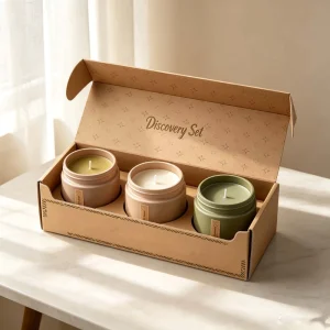 Customized 3PC Candle Box for Jar Corrugated Box Shipping Paper Box Aromatherapy Scented Sample Candle Essential Oil Packaging