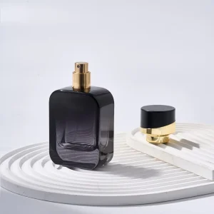 Customized Colorful Transparent Perfume Bottles 50ml Luxury Men Unisex With Leather Cap Box Packaging