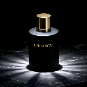 Customized Luxury Black 30ml50ml100ml Glass Perfume Spray Bottle with Golden Lid Packaging Box Round Perfume Bottle
