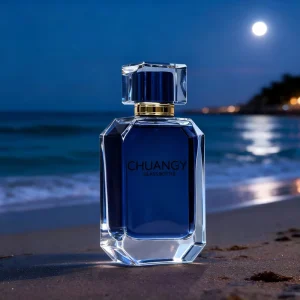 Customized Ocean themed square 50ml 100ml Essential Oil Spray Bottles Made of clear Glass with Packaging Box Included