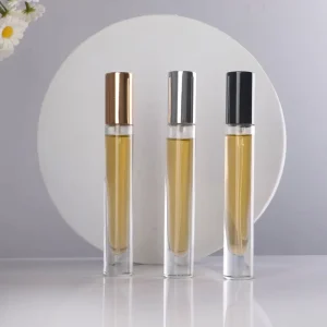 Cylinder Empty Perfume Glass Bottle 10ml Round Perfume Spray Bottle with Electrolytic Cap Glass Container for Perfume
