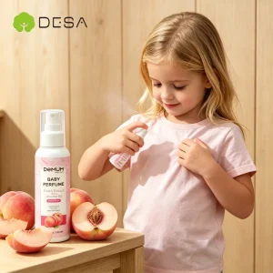 DEMUM MOQ 1000pcs 100ml Baby Fragrance Spray with Peach Extract Alcohol Free Kids Parfums Natural Scented for Infants Body Mist