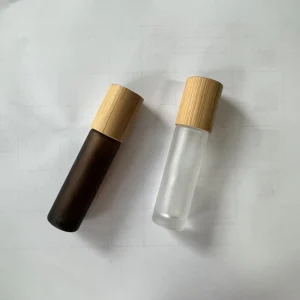Dark Brown Amber Frost White Frost Roller Sealing Essential Oil Glass Bottles with Bamboo Lid