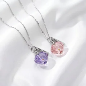 Diamond Cut Heart Mustard Seed Faith Pendant Crystal Memorial Urn Jewelry for Anniversary Ashes Hair Soil Perfume High Polished