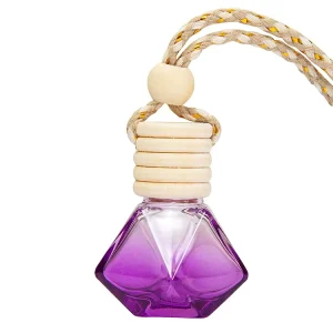 Diamond Shaped Car Perfume Hanging Glass Air Freshener Diffuser Bottles 8ml