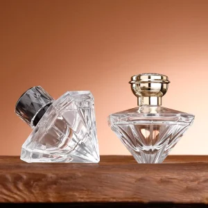 Diamond Shaped Perfume Spray Bottle Empty 70ml Glass Perfume Bottle with Lids