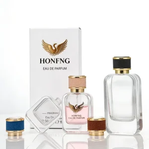 Direct Selling Perfume Bottle 50ml Crimp Neck Square Perfume Bottle Custom Logo with Box Packaging