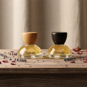 Dome-Shaped Clear Glass Perfume Bottle with Wooden Cap 50ml Natural Fragrance Container