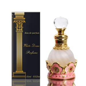 Dubai Middle East 15ml Pink Blue Perfume Bottle Plum Blossom Flower Design Essential Oil Attar Refillable Bottle Dropper Sealing