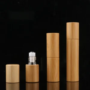 Eco Friendly 3ml 5ml 10ml Bamboo Lid Roller Ball Glass Bottle Essential Oil Perfume Roll On Bottle