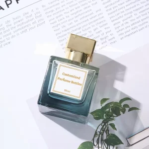 Eco Friendly Recyclable 50ml Square Amber Blue Glass Perfume Bottles With Magnetic Cap Unisex Ready to Ship
