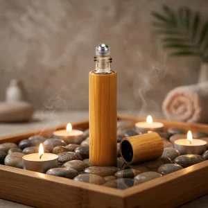Eco Friendly Wooden 5ml Perfume Essential Oil Full Bamboo Roller Bottle with Steel Roller Ball Bamboo Cosmetic Packaging