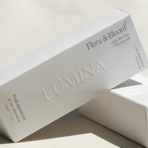 Eco Uncoated Paper Self lock Box Embossed Logo for Natural Retinol Alternative Serum Box
