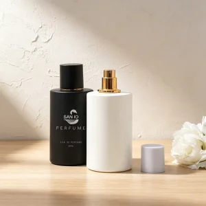 Eco friendly 100ml Recyclable Matte White Glass Bottle for Cosmetics Luxury Perfume Mist Sprayer Bottle