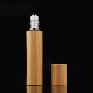 Eco-friendly 3ml 5ml 10ml Screen Printed Roll on Empty Bamboo Glass Roller Bottle for Essential Oil Perfume Fragrance
