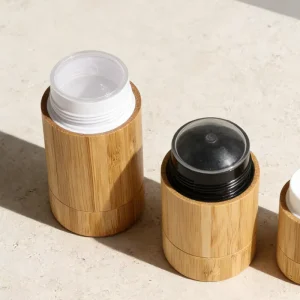 Eco friendly Natural Bamboo Deodorant Stick Container Refillable Solid Balm Tube with Durable Plastic Inner Liner Custom Logo