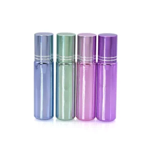 Electroplated 10ml Glass Roll on Bottles Perfume Essential Oil Bottle with Stainless Steel Roller Balls