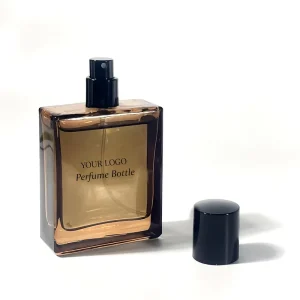 Elegant Luxury 50ml Rectangle Brown Glass Perfume Box with Unique Square Essential Oil Packaging Elegant Glass Perfume Bottles