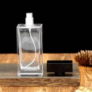 Elegant Square Glass Perfume Bottle with Pump Sprayer for Men Long Lasting Designer Fragrance Fruity Floral Scent for Daily Use