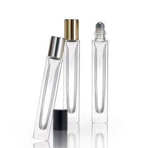 Empty 10 ml Thick Bottom Glass Perfume Roller Bottles 10ml Square Rectangle Roll on Bottle with Roller Ball for Essential Oil