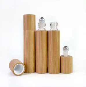 Empty 10ml Essential Oil Roller Bottle Bamboo Series Rolling Ball Bottles Container