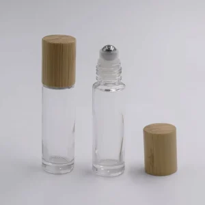 Empty 15ml Roll on Glass Bottle Roll on Ball Perfume Bottles With Bamboo Lid