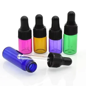 Empty 1ml 2ml Purple Glass Aromatherapy Perfume Dropper Tester Vials 3ml 5ml Portable Essential Oil Skin Care Serum Bottles