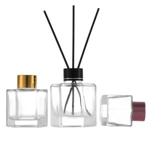 Empty Clear 50ml 100ml 120ml Hexagonal Glass Aromatherapy Rattan Fiber Reed Diffuser Bottles