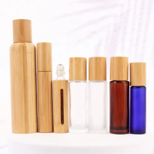 Empty Essential Oil Perfume 3ml 5ml 10ml 15ml Bamboo Roll on Bottle with Metal Roller
