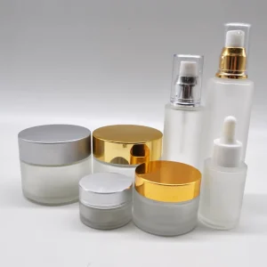 Empty Flat Glass Pump Bottles 30ml-150ml with Screw Cap for Cream Lotion Facial Cleanser Cosmetic Packaging