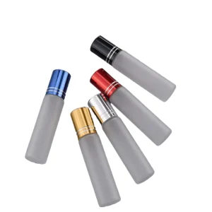 Empty Frosted Fragrance Oil Cylinder Roller 10ml Screen Printed Glass Bottle for Face Mask & Facial Cleanser