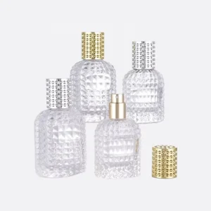Empty Glass Bottles That Can Be Reused with Either Gold or Silver Bottle Caps for Flat Glass Perfume Bottles