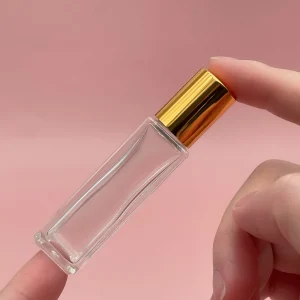 Empty Glass Square 10ml Essential Oil Roller Bottle Cosmetic Containers Custom Logo Cosmetic Packaging