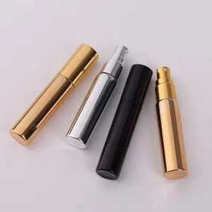 Empty Gold Silver Black Plating Glass Perfume Bottle 5ml 10ml Screw Refillable Atomizers