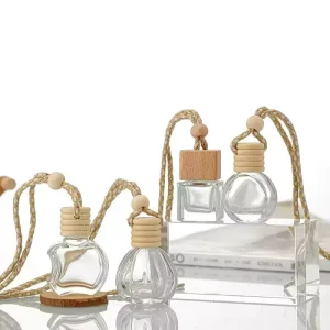 Empty Hanging Car Air Freshener Bottle Car Perfume Diffuser Bottles Essential Oil Aromatherapy Fragrance Pendant Glass Bottle
