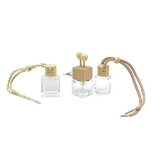 Empty Hanging Car Perfume Fragrance Bottle 5ml 8ml Refillable Glass Air Freshener Diffuser Bottle for Essential Oils