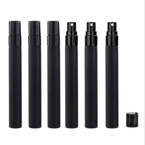 Empty Matte Black Cylinder 5ml 10ml Portable Glass Perfume Bottle Pump Cap Travel Car-Use Reusable Screw-on Spray Bottle