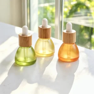 Empty Matte Glass 8ml Essential Oil Dropper Bottle with Bamboo Lid