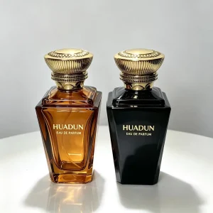 Empty Perfume Bottle With Box Irregular 50Ml 60ML Luxury Glass Perfume Bottle Black Unisex Perfume Bottle With Box